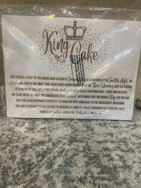 King Cake Decorative Serving Board White with Gray Print
